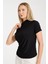 Siyah Kısa Kollu Büzgülü Bluz 3