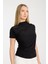 Siyah Kısa Kollu Büzgülü Bluz 4