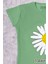 Kız Çocuk Tshirt Papatya Baskılı Bisiklet Yaka D26 2