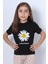 Kız Çocuk Tshirt Papatya Baskılı Bisiklet Yaka D26 1