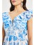 Kadın Volan Kollu Desenli Elbise – V Yaka, Lastikli Bel, Astarlı, %100 Polyester Dış, %100 Pamuk Astar 5