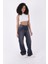 Geniş Paçalı ve Yüksek Belli Cepli Rahat Kadın Kot Pantolon Relaxed Jean Koyu Mavi Tintli Denim 1