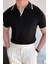 Santos Yakası ve Kolu Şeritli Likralı Slim Fit Polo Yaka Örme Erkek Triko Tshirt 2