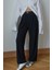 Bol Siyah Beli Lastik Detaylı Bol Paça Pantolon 3