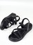 BA04579 Siyah S Kadın Çapraz Taşlı Arka Lastikli Yumuşak Tabanlı 4cm Sandalet - 40 1