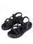 BA04579 Siyah S Kadın Çapraz Taşlı Arka Lastikli Yumuşak Tabanlı 4cm Sandalet - 40 2
