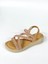 BA04579 Nude Kadın Çapraz Taşlı Arka Lastikli Yumuşak Tabanlı 4cm Sandalet - 37 3
