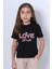 Kız Çocuk Tshirt Love Baskılı Bisiklet Yaka D28 1