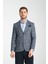Caswino Erkek Lacivert Ekose Slim Fit Mono Yaka Spor Blazer Ceket 1