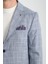 Flores Erkek Lacivert Ekose Keten Görünümlü Slim Fit Mono Yaka Spor Blazer Ceket 2