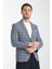 Vestore Erkek Lacivert Ekose Slim Fit Mono Yaka Spor Blazer Ceket 3