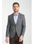 Caswino Erkek Gri Ekose Slim Fit Mono Yaka Spor Blazer Ceket 1