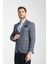 Caswino Erkek Lacivert Ekose Slim Fit Mono Yaka Spor Blazer Ceket 3