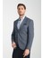 Mendes Erkek Koyu Lacivert Ekose Slim Fit Mono Yaka Spor Blazer Ceket 3