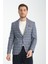 Vestore Erkek Açık Lacivert Ekose Slim Fit Mono Yaka Spor Blazer Ceket 1