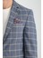 Vestore Erkek Açık Lacivert Ekose Slim Fit Mono Yaka Spor Blazer Ceket 2