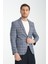 Vestore Erkek Açık Lacivert Ekose Slim Fit Mono Yaka Spor Blazer Ceket 3