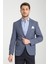 Pieros Erkek Indigo Pamuk Karışımlı Slim Fit Mono Yaka Spor Blazer Ceket 1