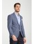 Pieros Erkek Indigo Pamuk Karışımlı Slim Fit Mono Yaka Spor Blazer Ceket 2