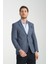 Mendes Erkek Lacivert Ekose Slim Fit Mono Yaka Spor Blazer Ceket 3