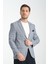 Barella Erkek Lacivert Ekose Slim Fit Mono Yaka Spor Blazer Ceket 3
