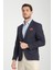 Pieros Erkek Koyu Lacivert Pamuk Karışımlı Slim Fit Mono Yaka Spor Blazer Ceket 1