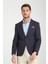 Pieros Erkek Koyu Lacivert Pamuk Karışımlı Slim Fit Mono Yaka Spor Blazer Ceket 3