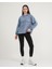 Indigo Mavi Kapüşonlu Dökümlü Kalıp Cep Detaylı Modal Sweatshirt 1