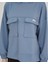 Indigo Mavi Kapüşonlu Dökümlü Kalıp Cep Detaylı Modal Sweatshirt 4