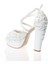 Kadın Moda Beyaz Sedef Inci Taş Işlemeli Gelin Ayakkabı Topuklu Düğün Nişan Gece Abiye Ayakkabı 4