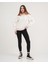 Ekru-Toz Pembe Iki Renkli Kapüşonlu Üç Iplik Şardonlu Oversize Sweatshirt Hoodie 4