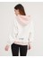 Ekru-Toz Pembe Iki Renkli Kapüşonlu Üç Iplik Şardonlu Oversize Sweatshirt Hoodie 5