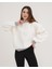 Ekru-Gri Melange Iki Renkli Kapüşonlu Üç Iplik Şardonlu Oversize Sweatshirt Hoodie 1