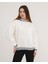 Ekru-Gri Melange Iki Renkli Kapüşonlu Üç Iplik Şardonlu Oversize Sweatshirt Hoodie 3