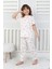 Pembe Kalpli Beyaz Kısa Kollu Kız Pijama Takımı %100 Pamuk 1