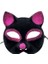Siyah Fuşya Simli Süet Kedi Maskesi 1