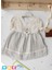 Kız Keten Yaka Muslin Bebek Çocuk Elbise Özel Günller Bayram Elbise 3