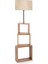 Bej Renkli Modern Raflı Şık Lambader, Ahşap Ayak, Yerden Yükseklik 101-150 cm 2
