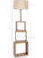 Bej Renkli Modern Raflı Şık Lambader, Ahşap Ayak, Yerden Yükseklik 101-150 cm 3