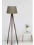 Keten Başlıklı Kumaş Lambader Mdf Ayak Yeşil Kahve LY583 1