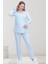Mecit 6300 Mavi Dantelli Hamile Lohusa Pijama Takımı 2