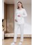 Mecit 6302 Ekru Dantelli Sabahlık Gecelik Pijama Lohusa Set 4
