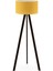 Art Tripod Ahşap Ayaklı Lambader Köşe Lambası Sarı Kumaş 2