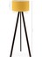 Art Tripod Ahşap Ayaklı Lambader Köşe Lambası Sarı Kumaş 3