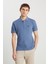 %100 Pamuk Regular Fit Normal Kesim Indigo Polo Yaka Tişört 2