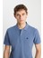 %100 Pamuk Regular Fit Normal Kesim Indigo Polo Yaka Tişört 4