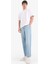 %100 Pamuk Relax Fit Geniş Paça Jean Kar Yıkamalı Pantolon E1376AX25SM 3