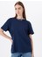 Bisiklet Yaka Düz Lacivert Kadın T-Shirt M5SL-TST1858 3