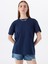 Bisiklet Yaka Düz Lacivert Kadın T-Shirt M5SL-TST1858 1