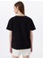 Bisiklet Yaka Düz Siyah Kadın T-Shirt M5SL-TST1858 4